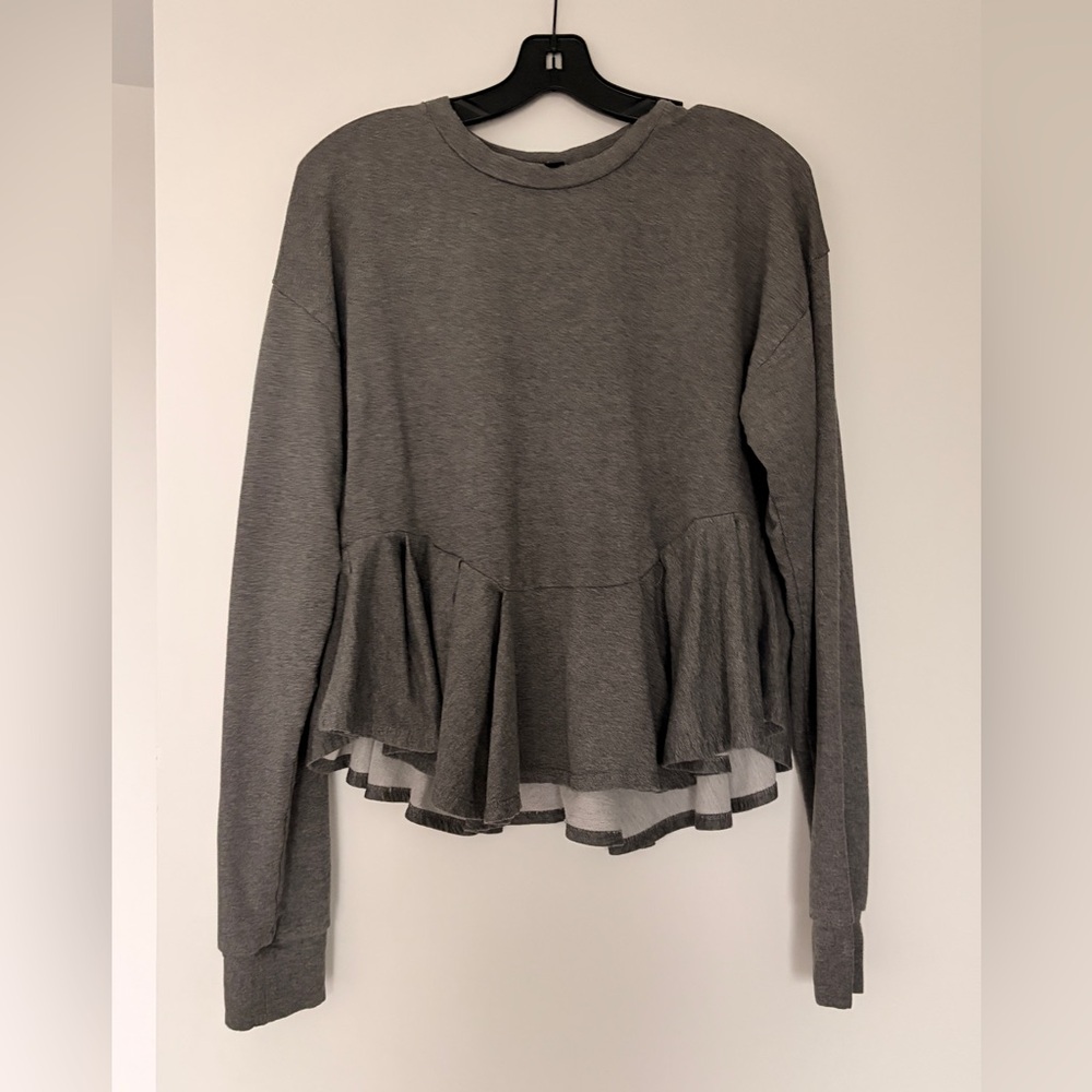 petersyn Pleated French terry peplum top, size M